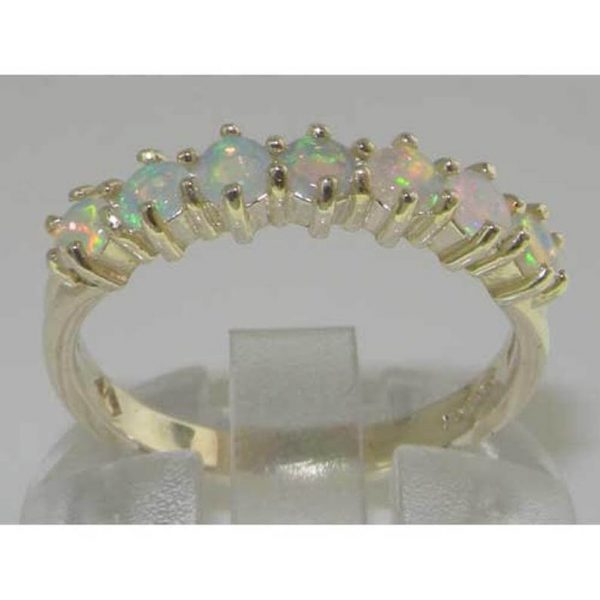 half eternity white gold opal ring