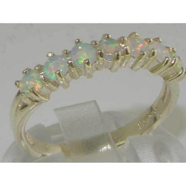 half eternity white gold opal ring side view