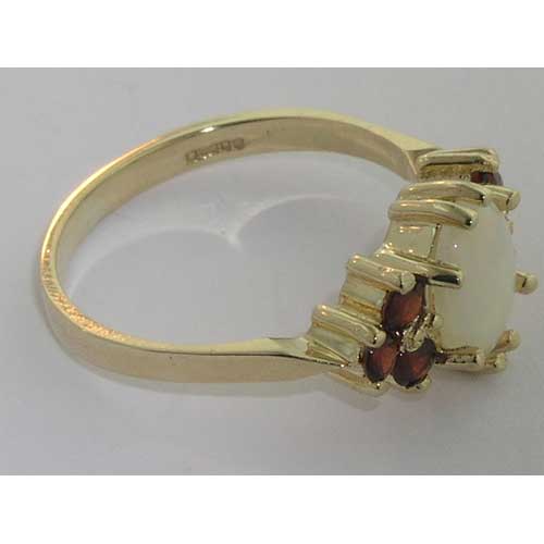 9ct Gold Fiery Opal & Garnet Ring