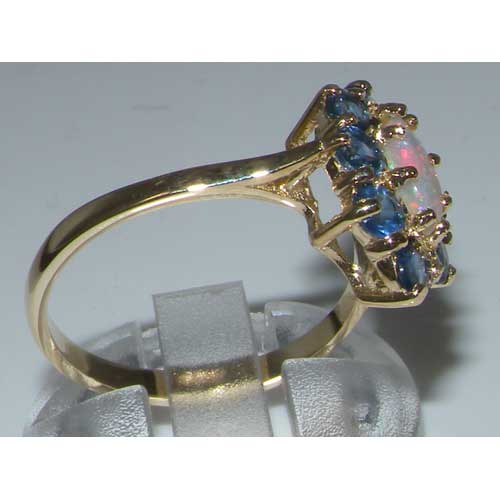9ct Yellow Gold Ladies Marquise Opal & Sapphire Cluster Ring