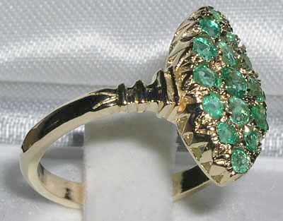 9ct Gold Art Deco Style Multi Emerald Ring