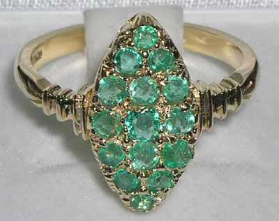 9ct Gold Art Deco Style Multi Emerald Ring