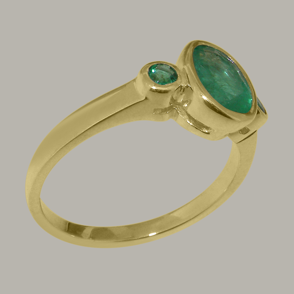 4013.9_2.jpg Solid Yellow Gold Natural Emerald Womens Trilogy Ring