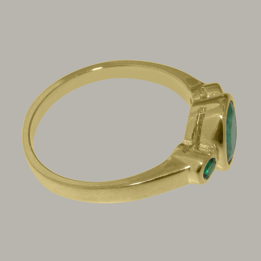 4013.9_3.jpg Solid Yellow Gold Natural Emerald Womens Trilogy Ring