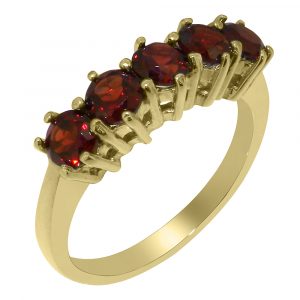 Yellow Gold Natural Garnet Womens Eternity Ring