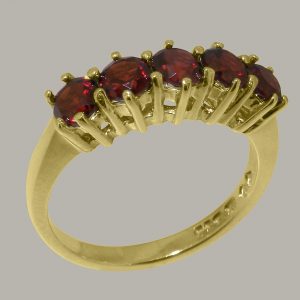 Yellow Gold Natural Garnet Womens Eternity Ring