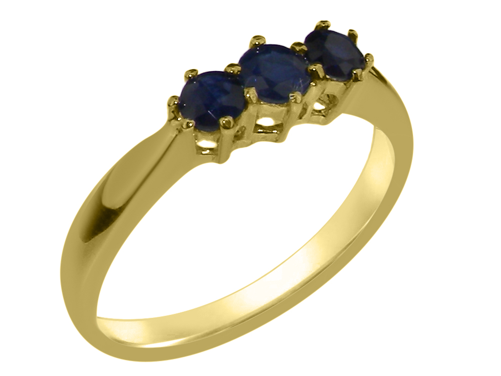 4065.11.jpg Yellow Gold Natural Sapphire Womens Trilogy Ring