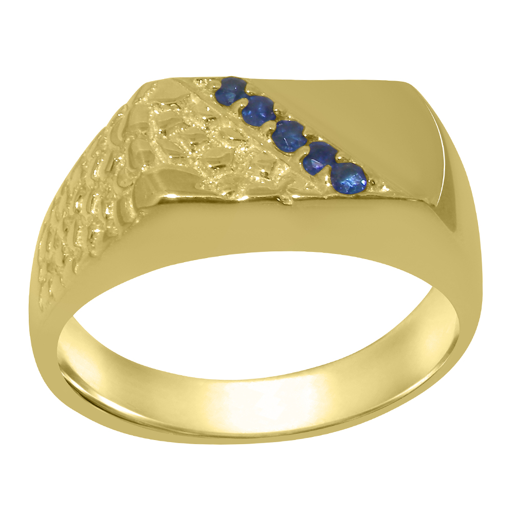 4107.8.jpg Solid Yellow Gold Natural Sapphire Mens band Ring