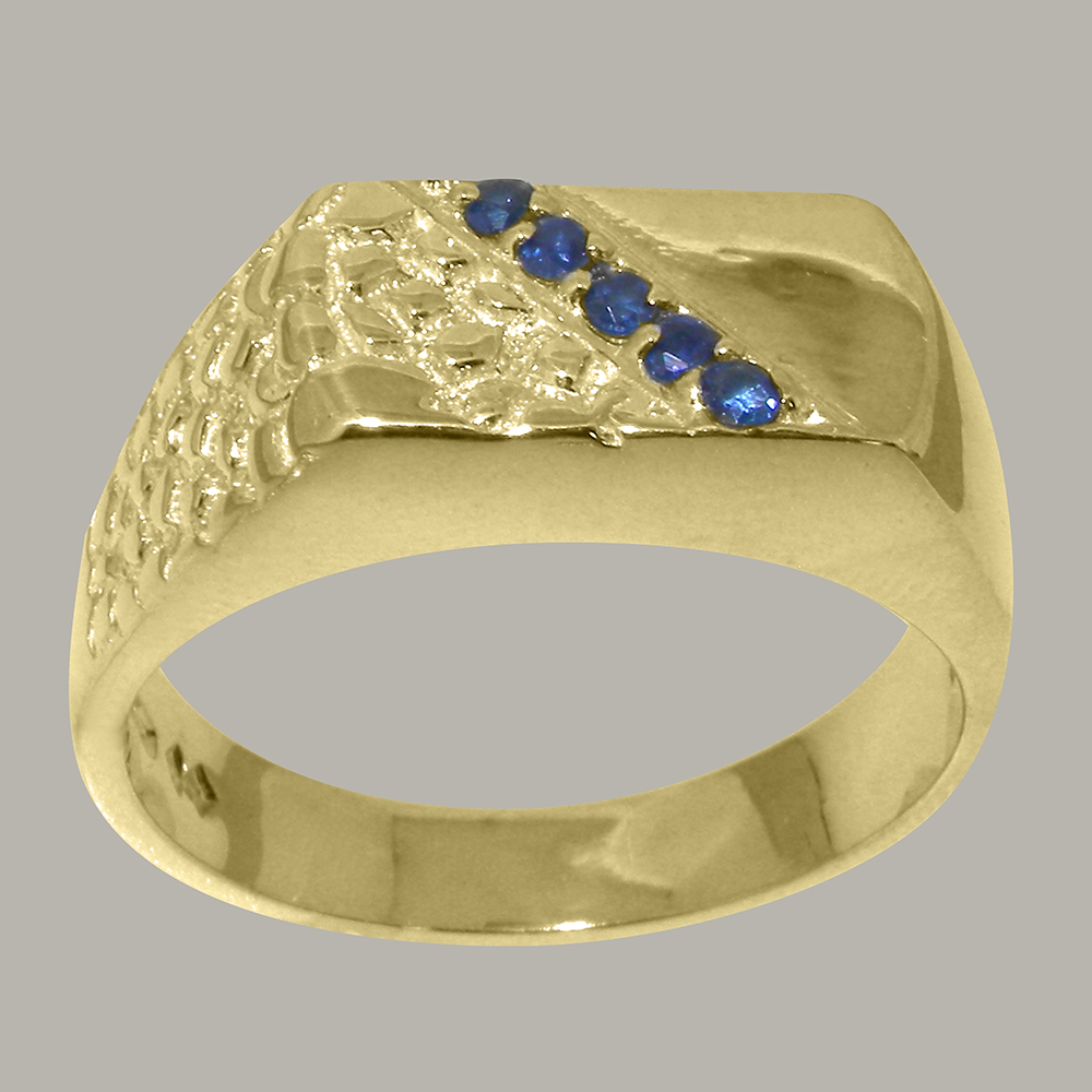 4107.8_1.jpg Solid Yellow Gold Natural Sapphire Mens band Ring