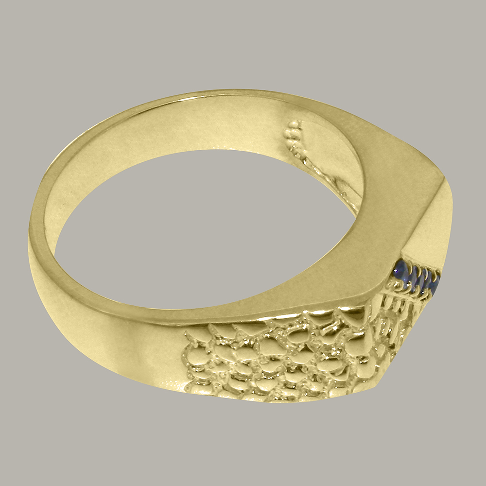 4107.8_2.jpg Solid Yellow Gold Natural Sapphire Mens band Ring