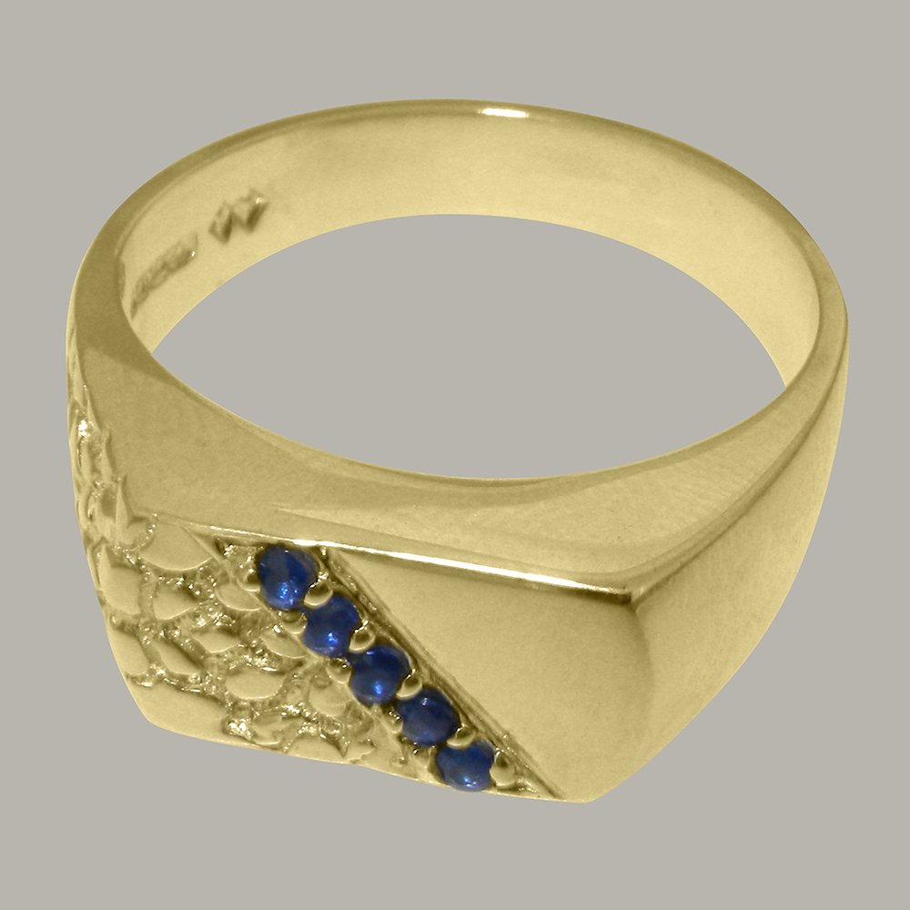 4107.8_4.jpg Solid Yellow Gold Natural Sapphire Mens band Ring