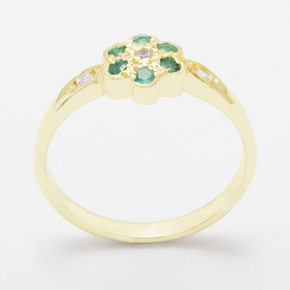 d105.27.9_1.jpg Yellow Gold Cubic Zirconia & Emerald Womens Cluster Ring