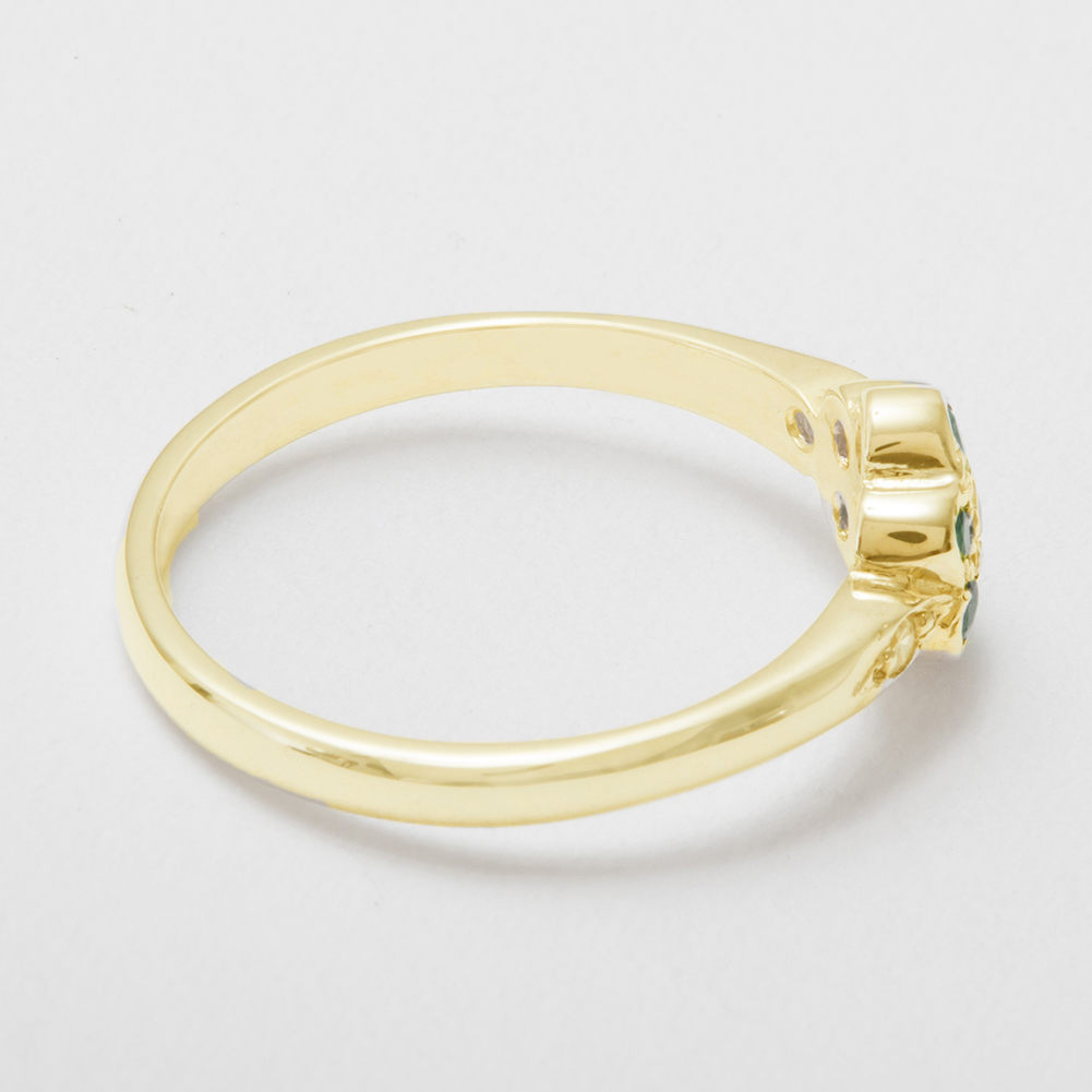 d105.27.9_4.jpg Yellow Gold Cubic Zirconia & Emerald Womens Cluster Ring