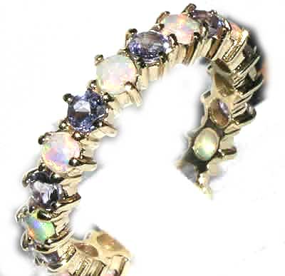 9ct Yellow Gold Ladies Opal & Tanzanite Full Eternity Ring