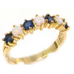 9ct Gold Opal & Sapphire Half Eternity Ring
