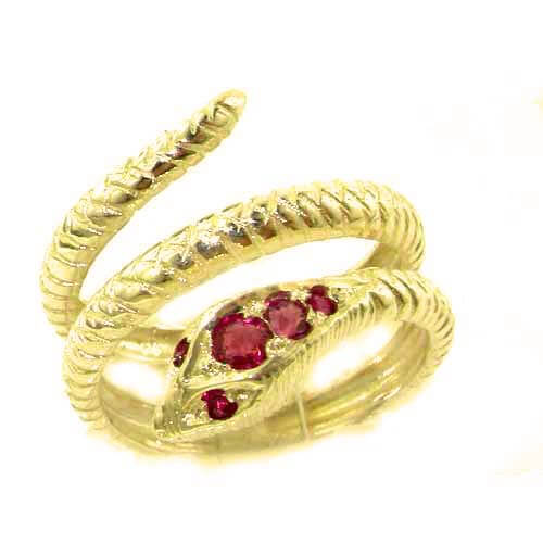 Fabulous Solid 9ct Gold Natural Ruby Detailed Snake Ring Fabulous Solid 9ct Gold Natural Ruby Detailed Snake Ring
