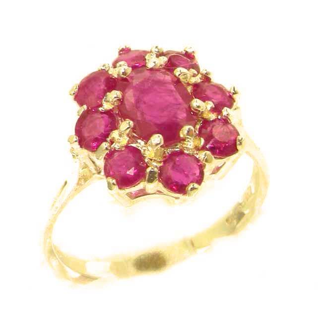 Luxury Ladies Solid 14ct Yellow Gold Genuine Natural Ruby Cluster Ring Luxury Ladies Solid 14ct Yellow Gold Genuine Natural Ruby Cluster Ring