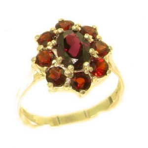 Luxury Ladies Solid 9ct Gold Natural AAA Grade Garnet Cluster Ring