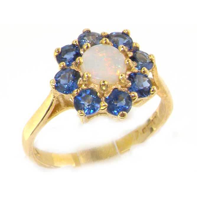 9ct Yellow Gold Ladies Opal & Ceylon Sapphire Cluster Ring 9ct Yellow Gold Ladies Opal & Ceylon Sapphire Cluster Ring