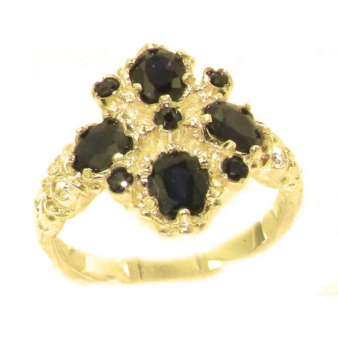 Luxury Ladies Victorian Style Solid Hallmarked 9ct Gold Natural Sapphire Ring Luxury Ladies Victorian Style Solid Hallmarked 9ct Gold Natural Sapphire Ring