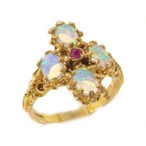 9ct Gold Ruby & Opal Ring