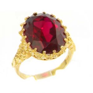 Luxury Solid 9ct Gold Large 16x12mm Oval 12ct Synthetic Ruby Ring