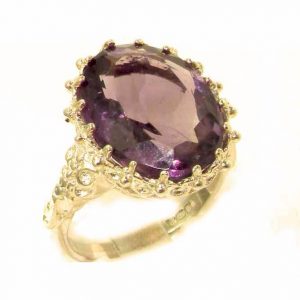 Luxury Solid 14ct Yellow Gold Large 16x12mm Oval 12ct Synthetic Alexandrite Ring