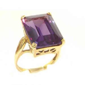 Luxury Solid 9ct Gold Large 16x12mm Octagon cut Synthetic Alexandrite Ring