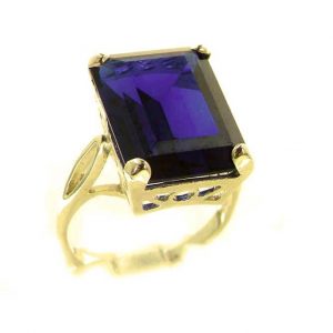 Luxury Solid 9ct Gold Large 16x12mm Octagon cut Synthetic Sapphire Ring