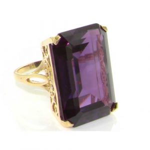 9ct Gold Huge 45ct Synthetic Alexandrite Basket Ring