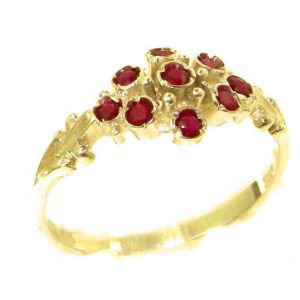 Unusual Solid 9ct Gold Natural Ruby Ring