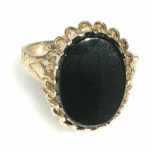9ct Yellow Gold 16x12mm Large Onyx Ring