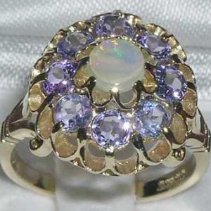 9ct Gold Opal & Tanzanite Cluster Ring