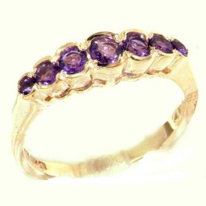 High Quality Solid 9ct Gold Ladies Natural Amethyst Contemporary Style Eternity Band Ring