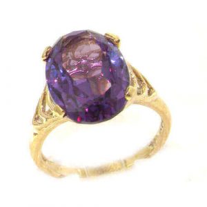 9ct Yellow Gold Synthetic Alexandrite Solitaire Ring