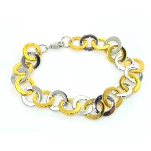 High Quality Ladies Multicoloured Solid Sterling Silver and Gold Plated 7″ Bracelet