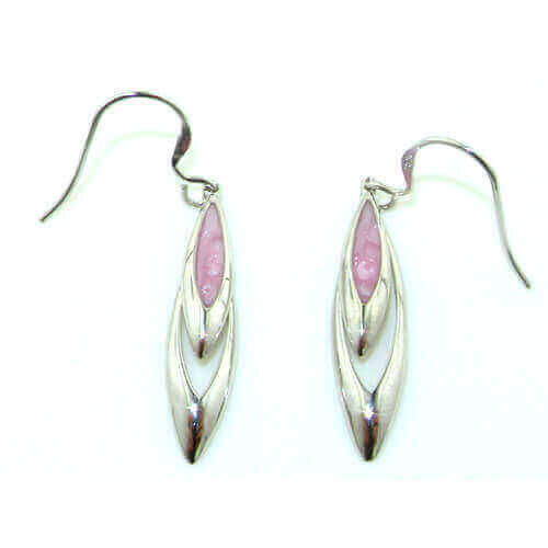 Luxury Elegant Ladies Sterling Silver Unusual Pink Mother of Pearl MOP Drop Earrings Luxury Elegant Ladies Sterling Silver Unusual Pink Mother of Pearl MOP Drop Earrings