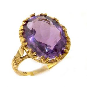 Large 9ct Gold 16x12 Amethyst Ring