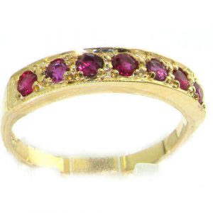14K Yellow Gold Ladies 7 Stone Ruby Eternity Band Ring