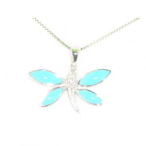 Sterling Silver Designer Turquoise Butterfly Pendant Necklace