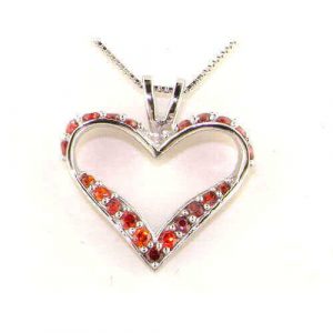 High Quality Solid Sterling Silver Stone set Heart Pendant & 16" Sterling Silver Chain Necklace