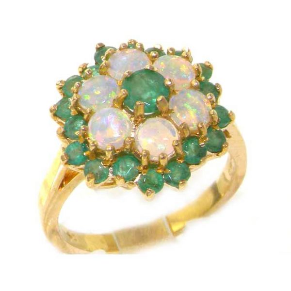 18ct Gold Emerald & Opal Cluster Ring