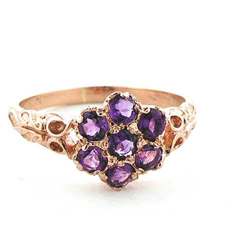 <b>9ct Rose Gold Amethyst Daisy Ring<p>Free P&P 9ct Rose Gold Amethyst Daisy RingFree P&P