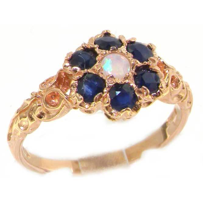 9ct Rose Gold Ladies Opal & Sapphire Daisy Flower Ring 9ct Rose Gold Ladies Opal & Sapphire Daisy Flower Ring
