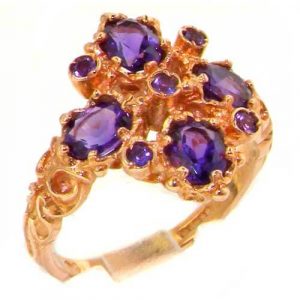 9ct Rose Gold Amethyst 9 Stone Ring