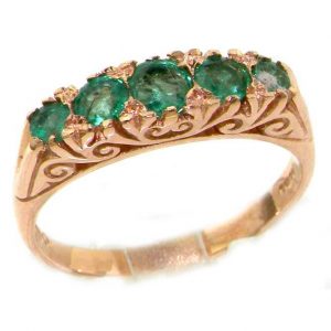 9ct Rose Gold Emerald Ring