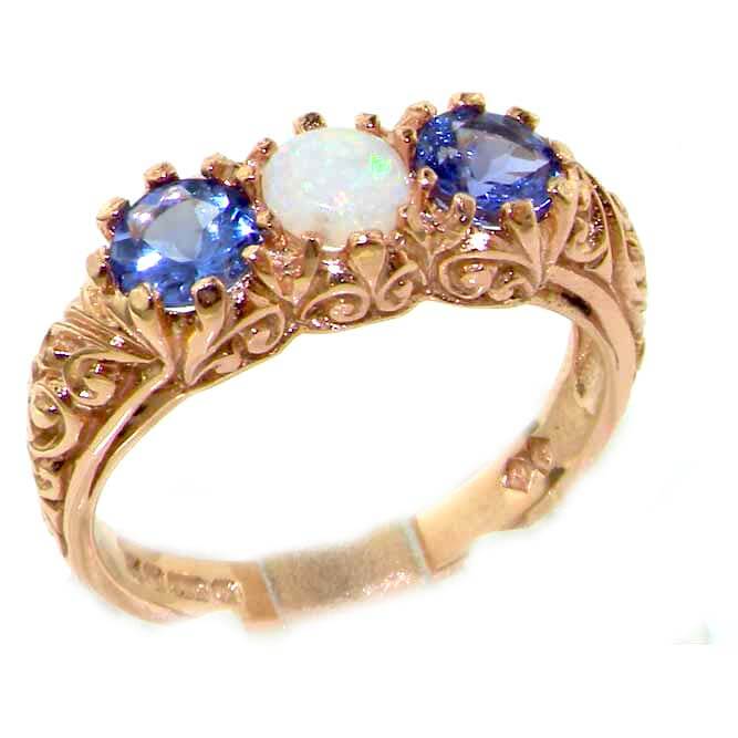 <b>9ct Rose Gold Fiery Opal & Tanzanite Ring 9ct Rose Gold Fiery Opal & Tanzanite Ring