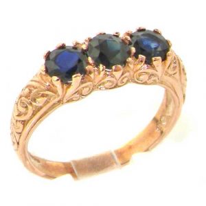 9ct Rose Gold Blue Sapphire Ring