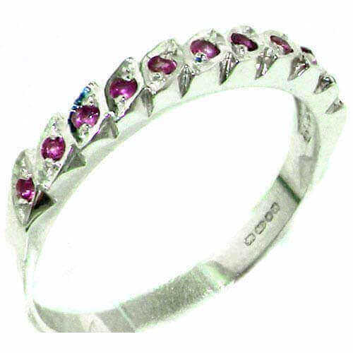 Genuine Solid Sterling Silver Vibrant Natural Ruby Eternity Ring Genuine Solid Sterling Silver Vibrant Natural Ruby Eternity Ring