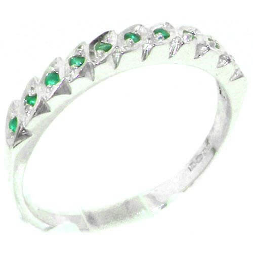 Genuine Solid Sterling Silver Natural Emerald Eternity Ring Genuine Solid Sterling Silver Natural Emerald Eternity Ring
